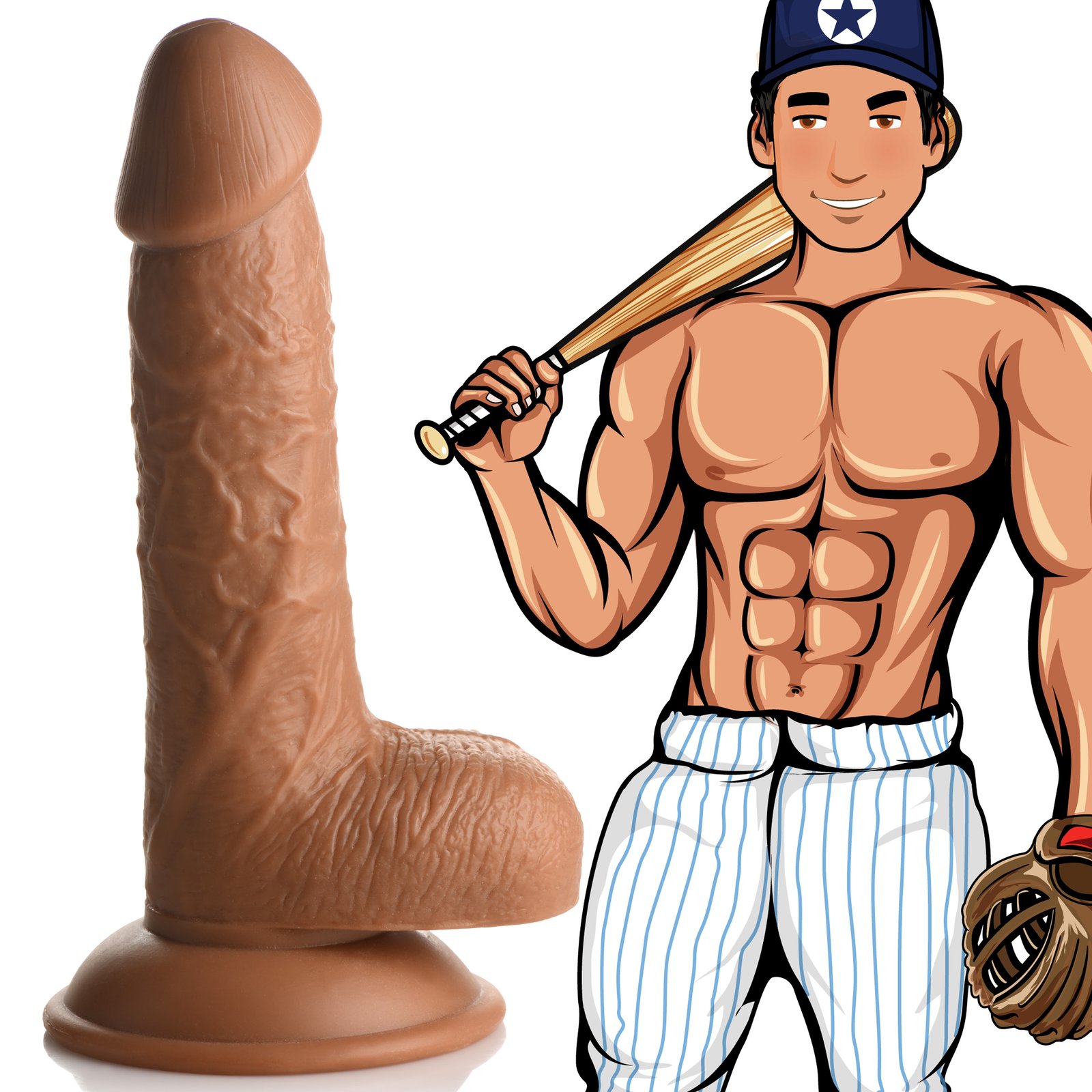 CN-09-1002-12_STD-MAIN CN-09-1002-12 Baseball Brian 7 Inch Dildo