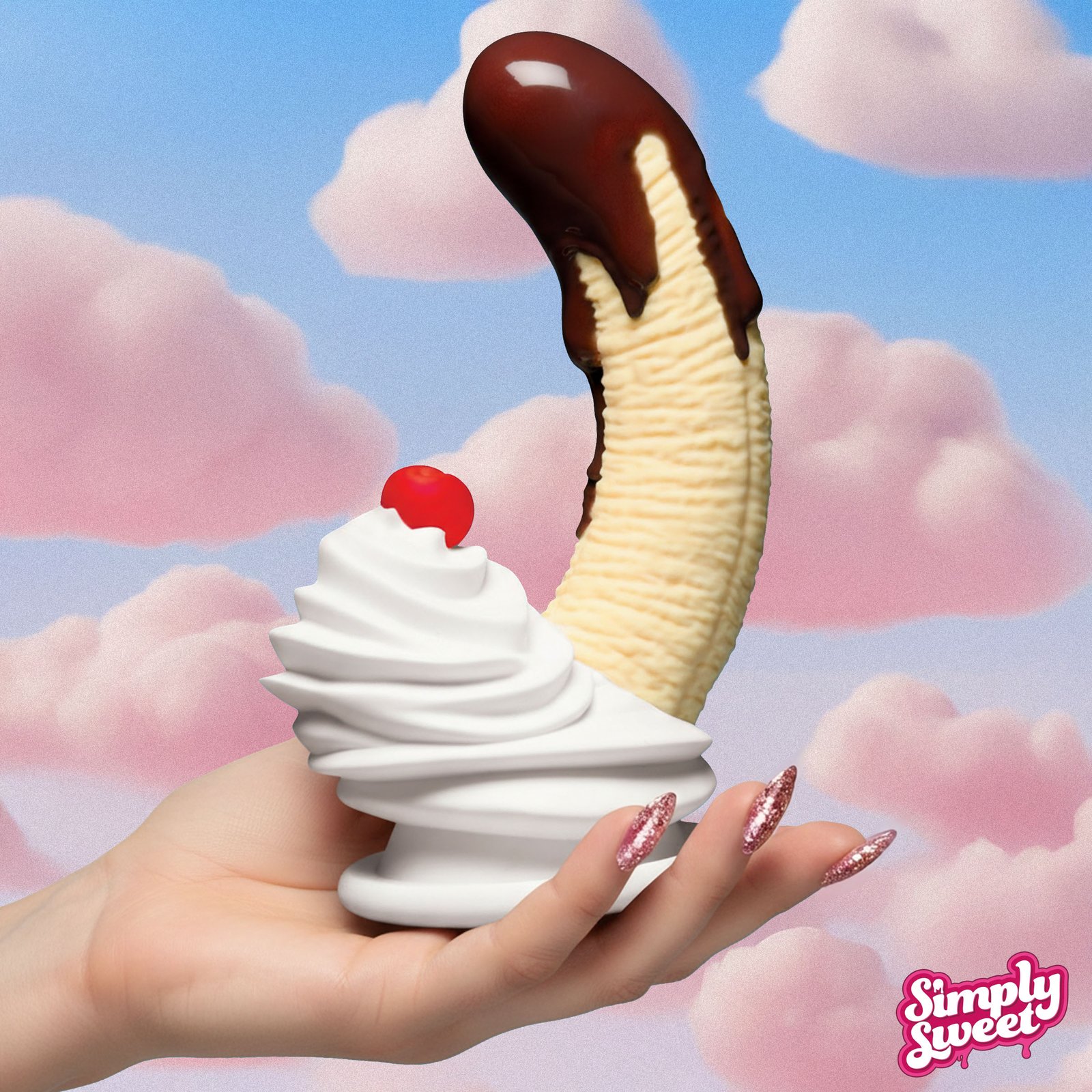 CN1027_STD_MAIN CN1027 Chocolate Dipped Banana Split Premium Silicone Dildo