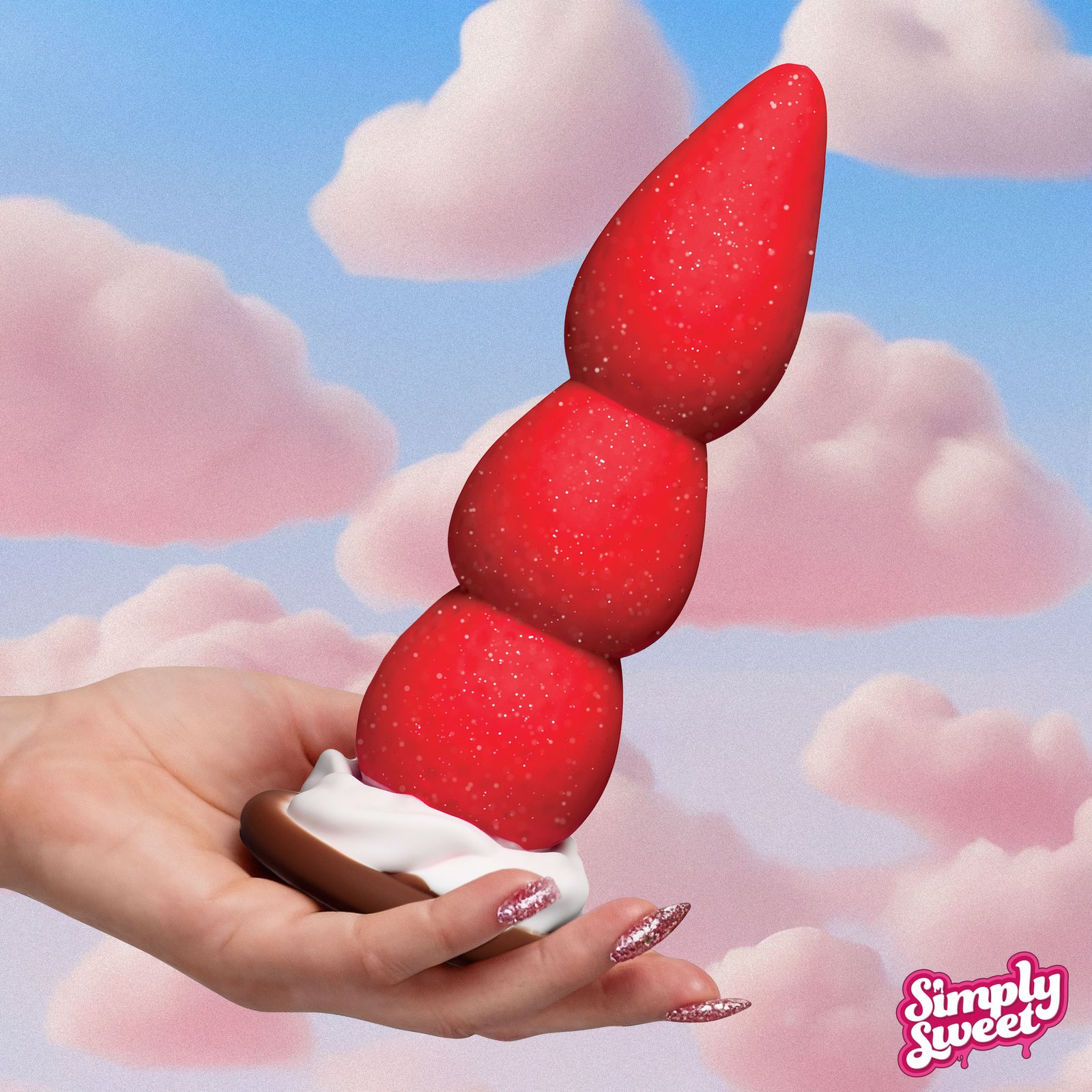 CN1028_STD-MAIN CN1028 Strawberry Sweet Cream Premium Silicone Dildo
