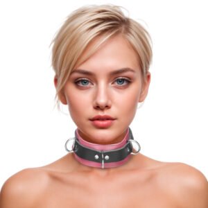 SL215 Strict Leather Deluxe Locking Collar - Pink and Black