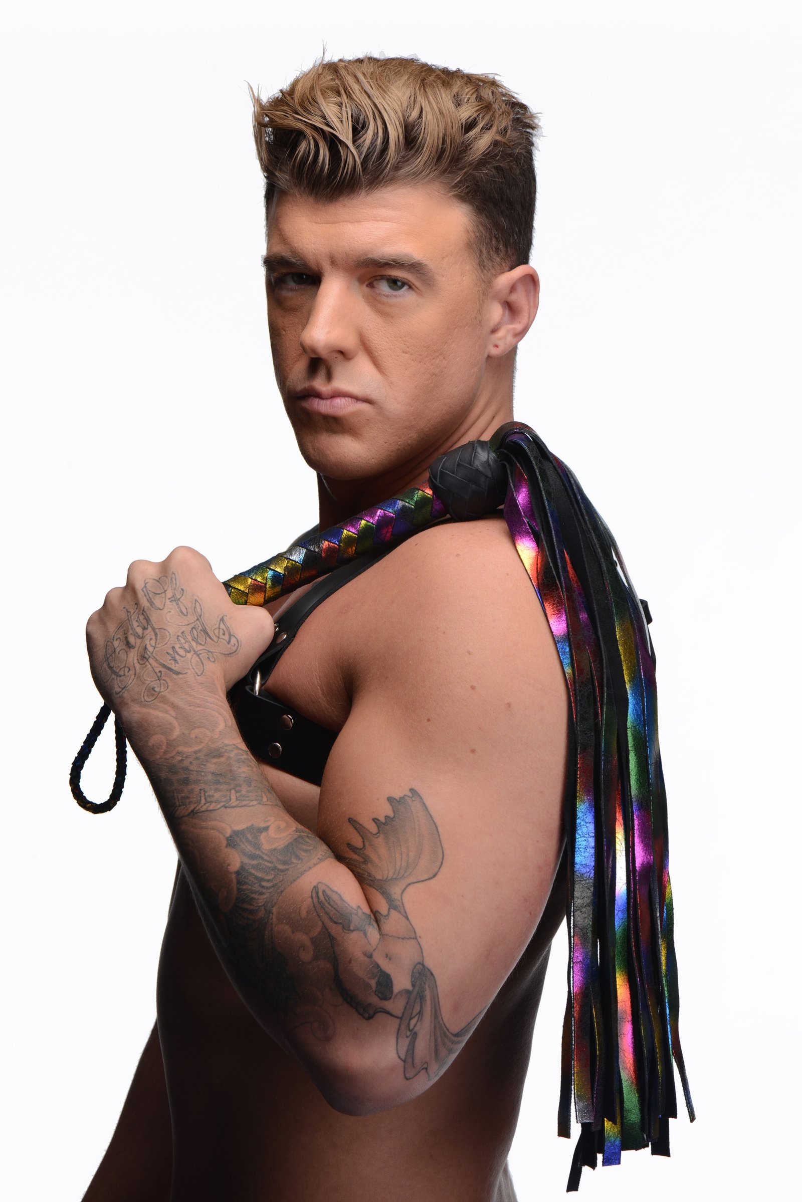 aa387-male-model-003 AA387 Rainbow Leather Flogger