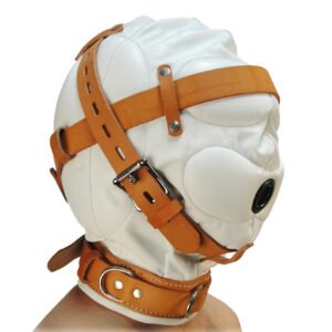 AC220-ML Total Sensory Deprivation White Leather Hood - MediumLarge