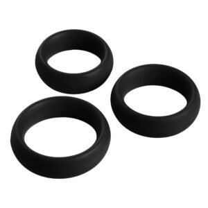 AD143-Black 3 Piece Silicone Cock Ring Set - Black