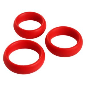 AD143-Red 3 Piece Silicone Cock Ring Set - Red