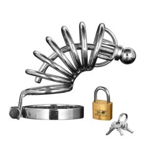 AD147-ML Asylum 6 Ring Locking Chastity Cage