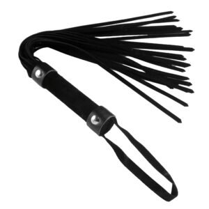AD265-Black Short Vegan Leather Flogger - Black