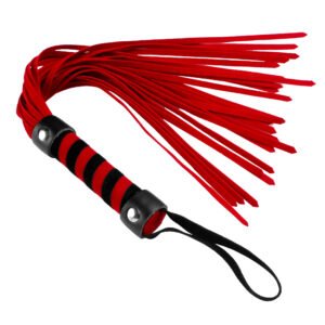 AD265-Red Short Vegan Leather Flogger - Red