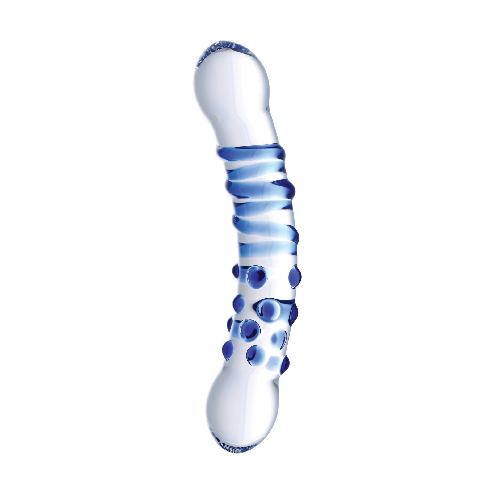 ae807-bulk AE807 Blu Dual Ended Glass Dildo