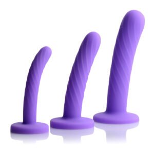 AF105-Purple Tri-Play 3 Piece Silicone Dildo Set