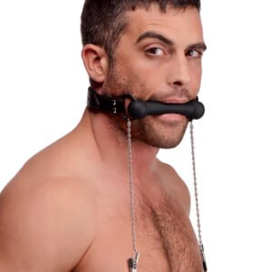 AF651 Silicone Bit Gag with Nipple Clamps