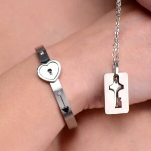 AF916 Cuffed Locking Bracelet and Key Necklace