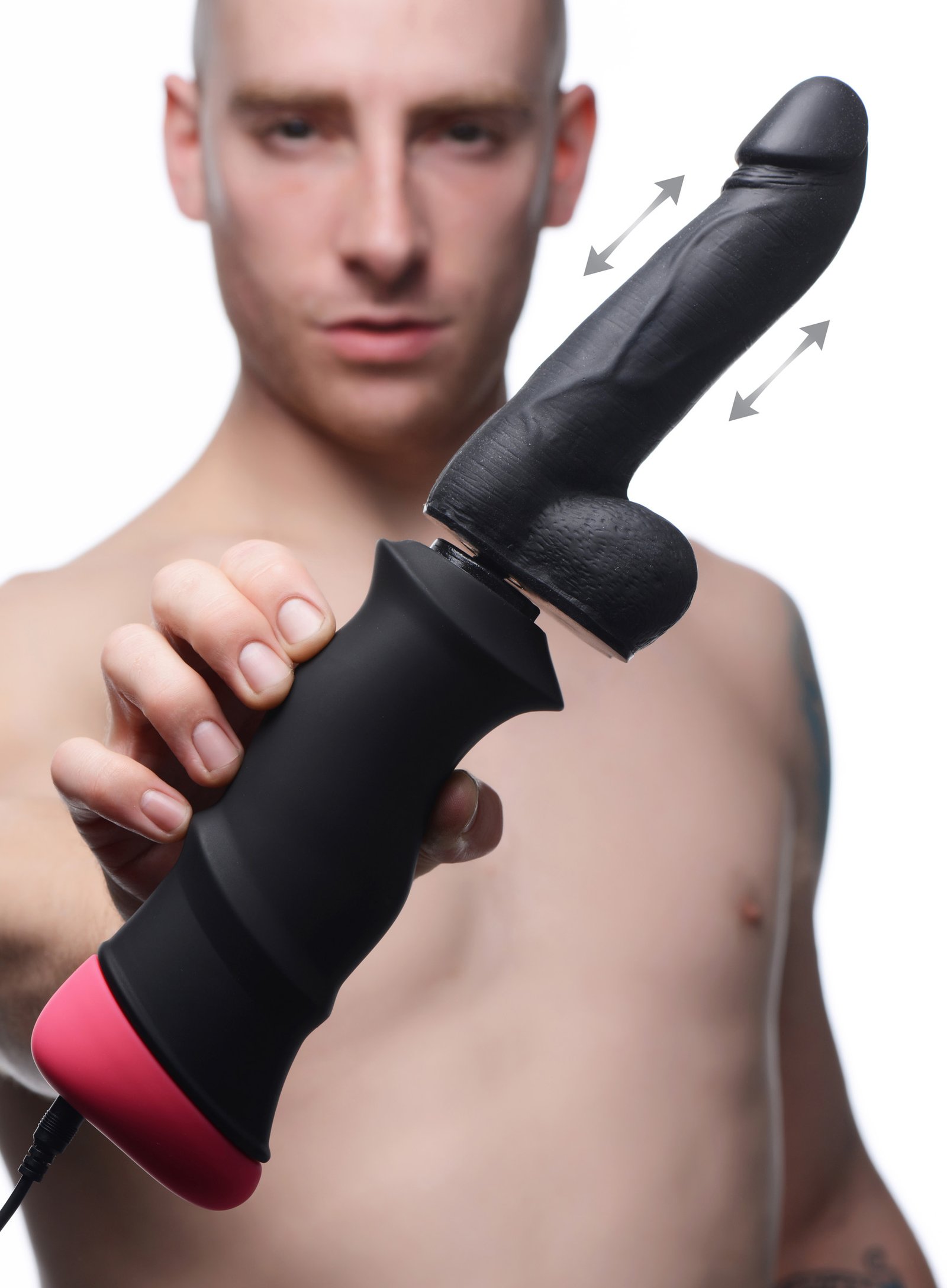 af980-male-model-002a-2 AF980 Mega-Pounder Hand-held Thrusting Silicone Dildo