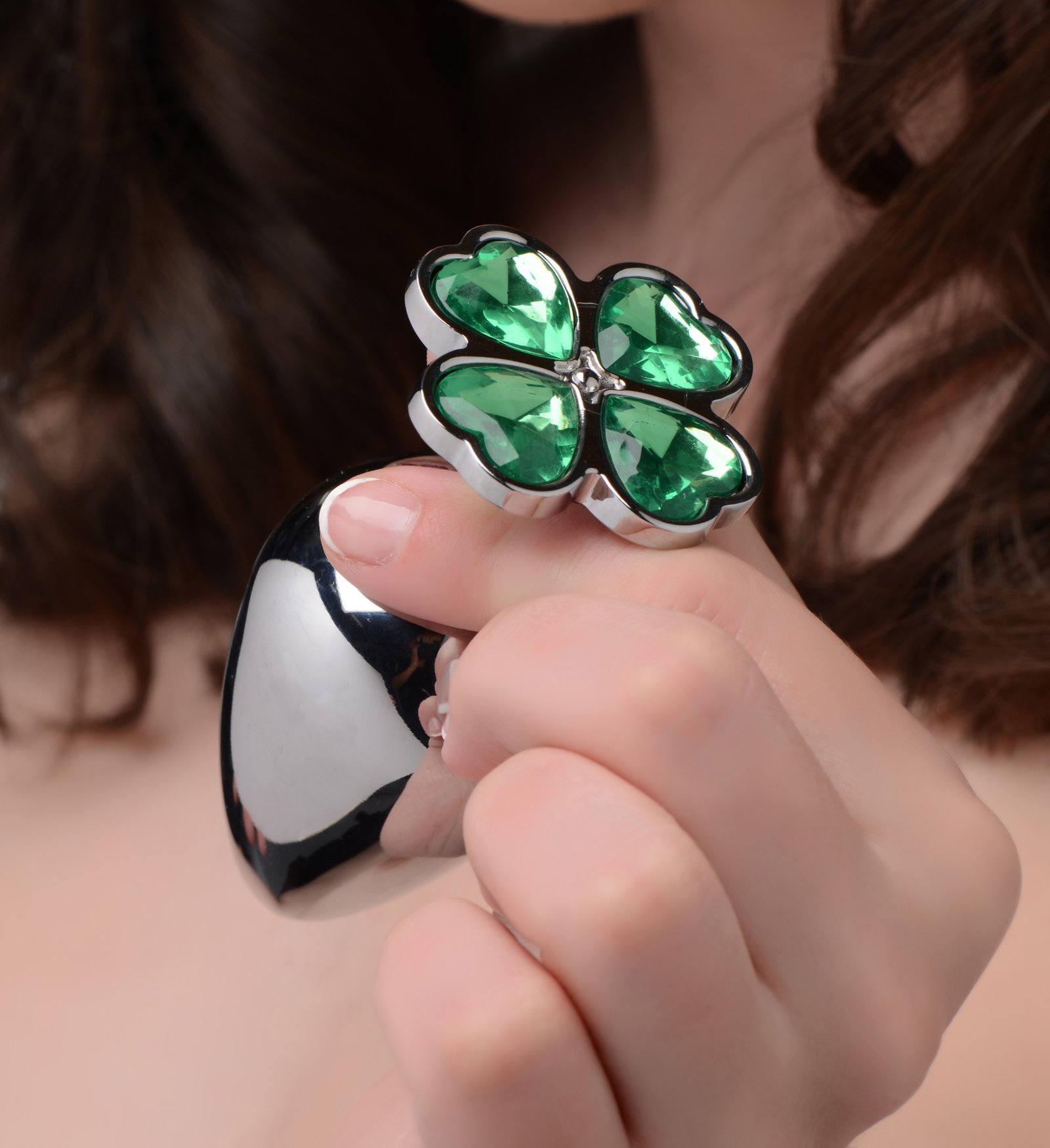 ag185-green-002-2 AG185-Large Lucky Clover Gem Anal Plug - Large