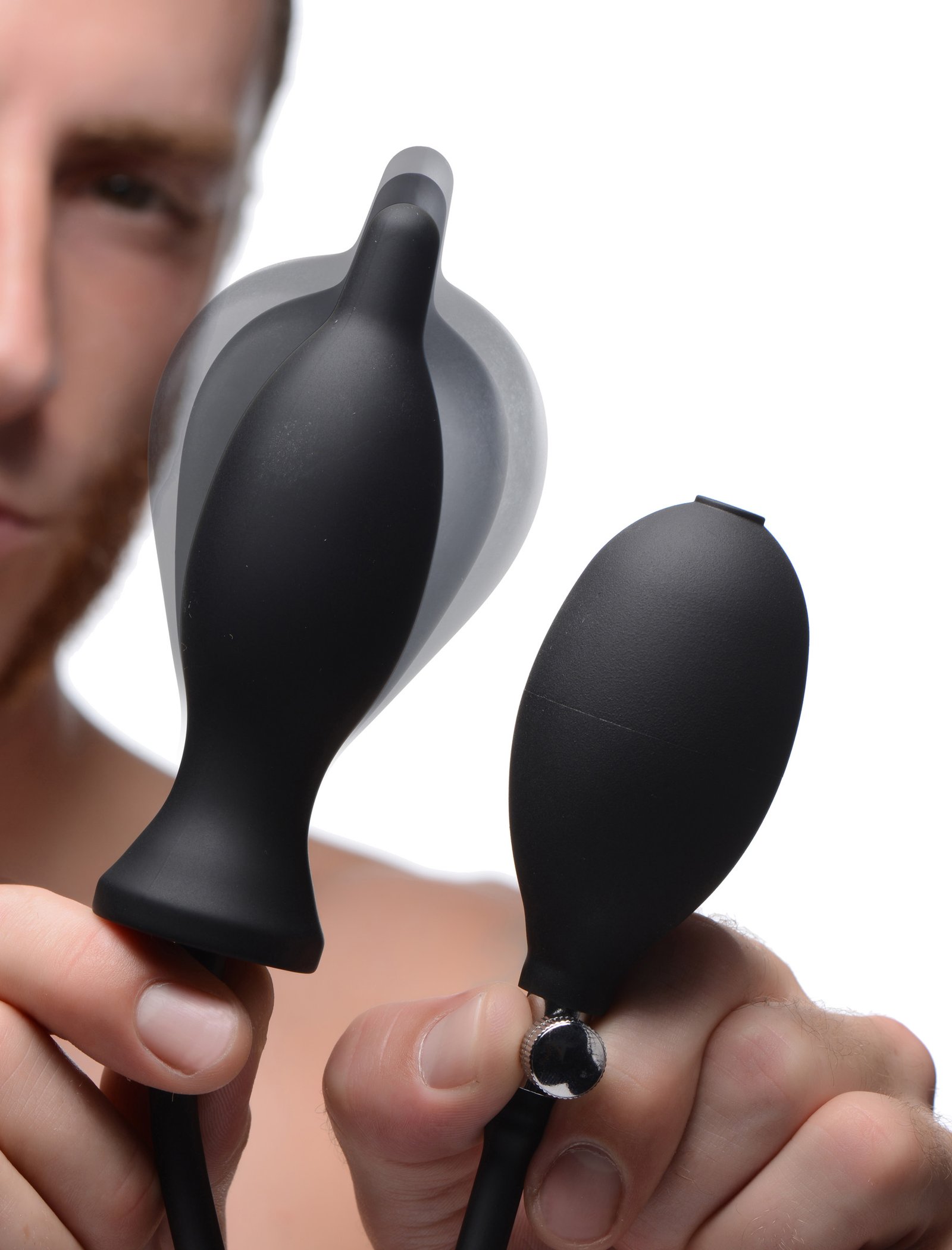 ag200-malemodel-005 AG200 Dark Inflator Silicone Inflatable Anal Plug