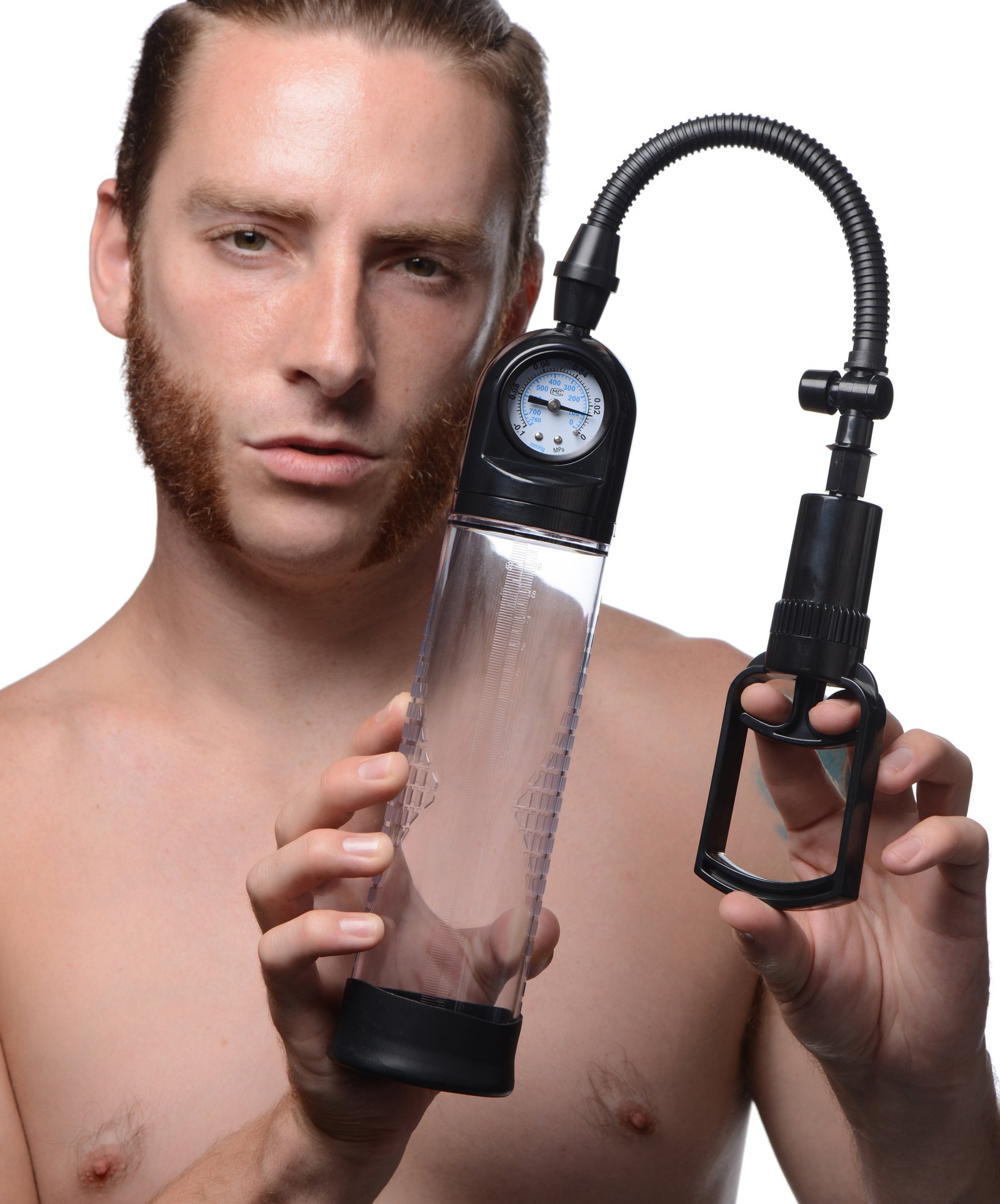 ag223-malemodel-001 AG223 Trigger Penis Pump with Built-in Pressure Gauge