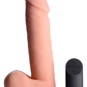 CN-19-1004-10 Big Shot Vibrating Remote Control Silicone Dildo with Balls - 8 Inch