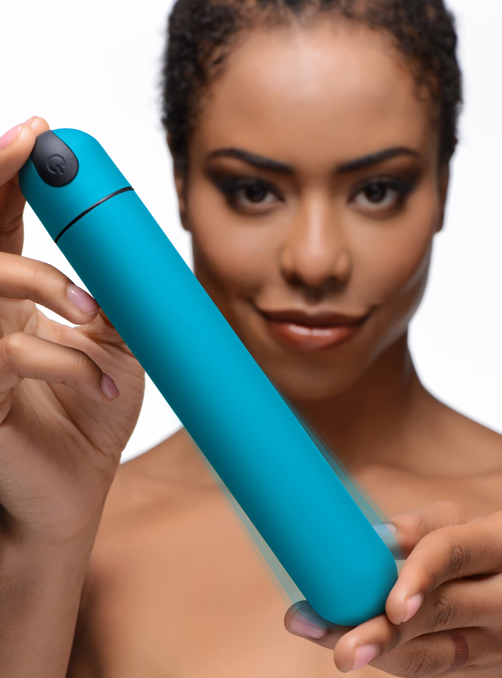 ag248-blue-femalemodel-001-vibration AG248-Blue XL Bullet Vibrator - Blue