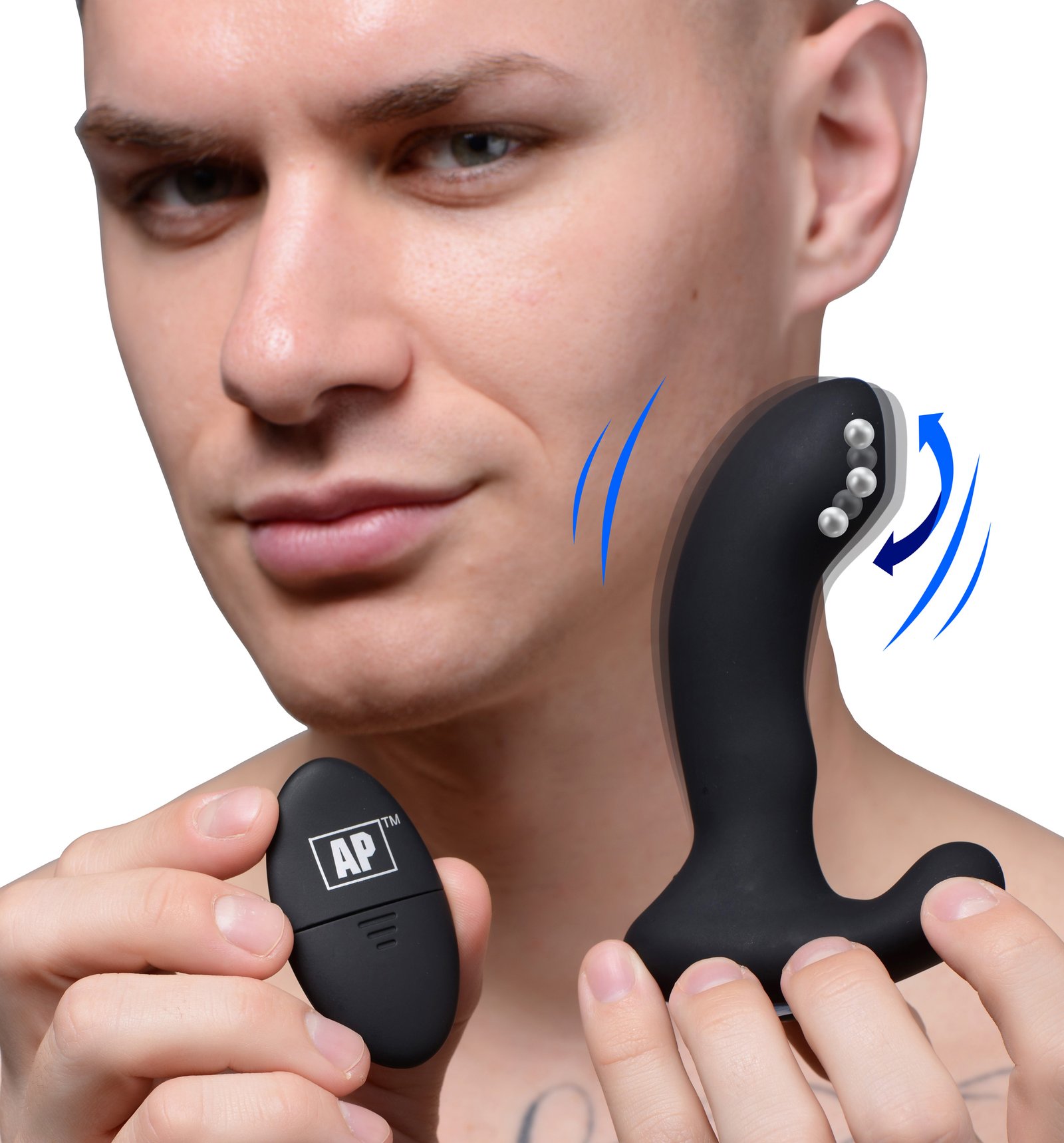 ag268-male-model-001c AG268 10X P-Massage Silicone Prostate Stimulator with Stroking Bead