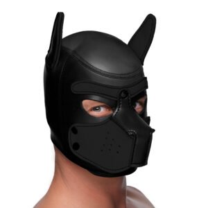 AG292-Black Spike Neoprene Puppy Hood - Black