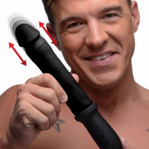 AG360-Black 8X Auto Pounder Vibrating and Thrusting Dildo with Handle - Black