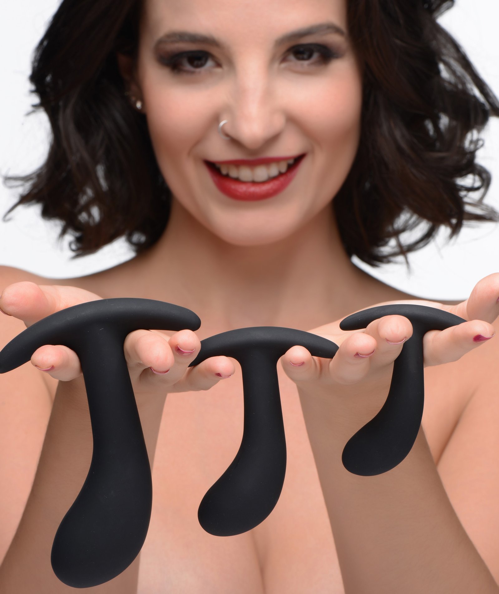 ag362-female-model-001 AG362 Dark Delights 3 Piece Curved Anal Trainer Set