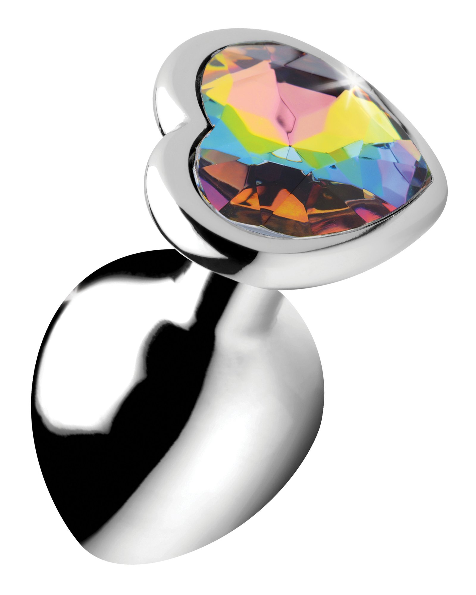 ag374-m-0063 AG374-Medium Rainbow Prism Heart Anal Plug - Medium