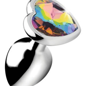 AG374-Small Rainbow Prism Heart Anal Plug - Small