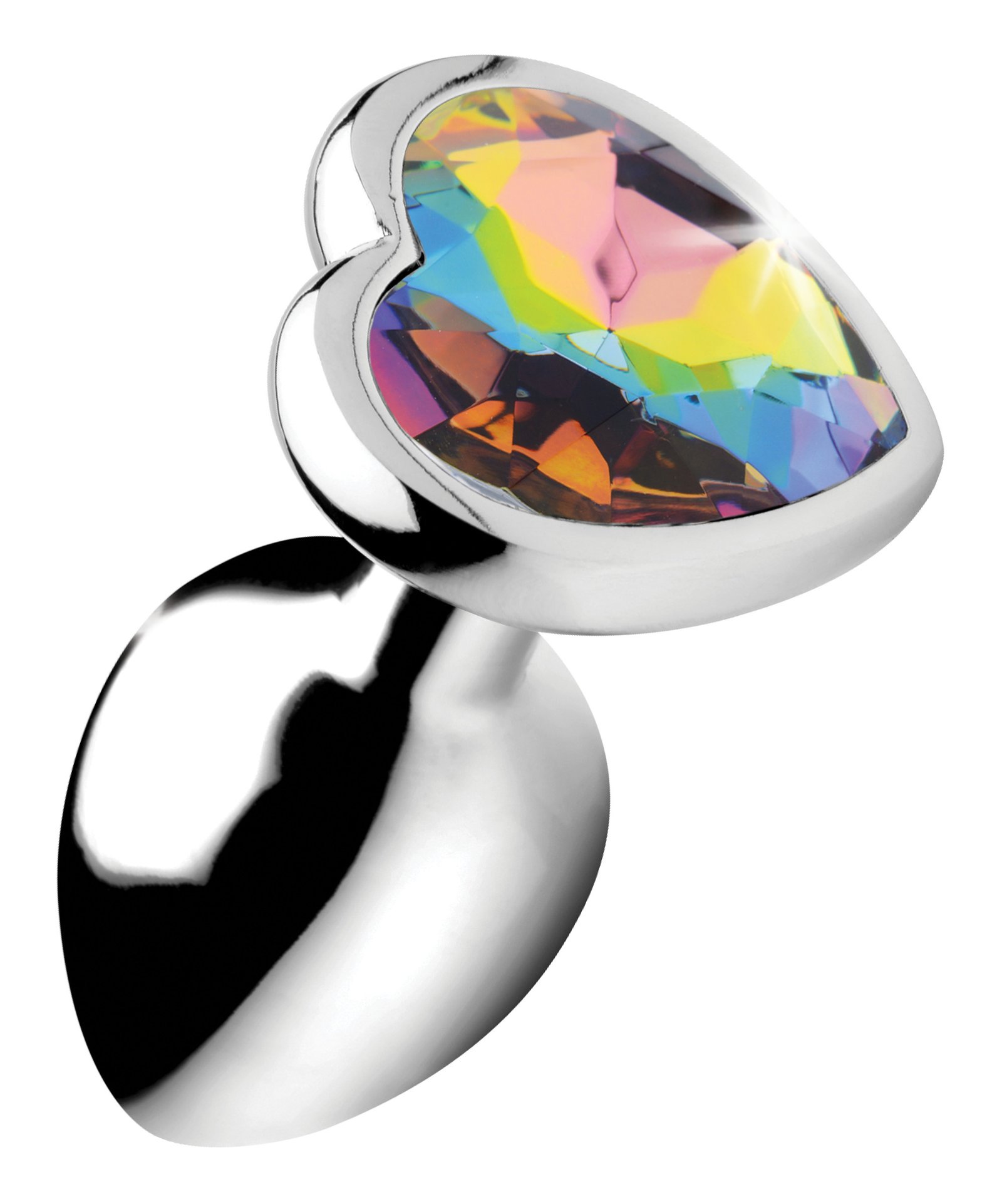 ag374-small-0063 AG374-Small Rainbow Prism Heart Anal Plug - Small
