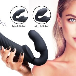 AG413 Ergo-Fit Twist Inflatable Vibrating Silicone Strapless Strap-on - Black