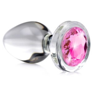 AG430-Small Pink Gem Glass Anal Plug - Small