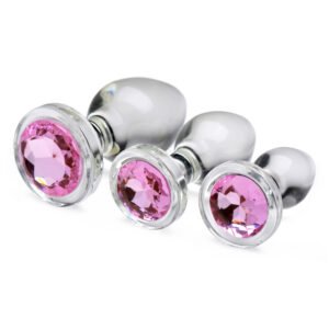 AG431 Pink Gem Glass Anal Plug Set