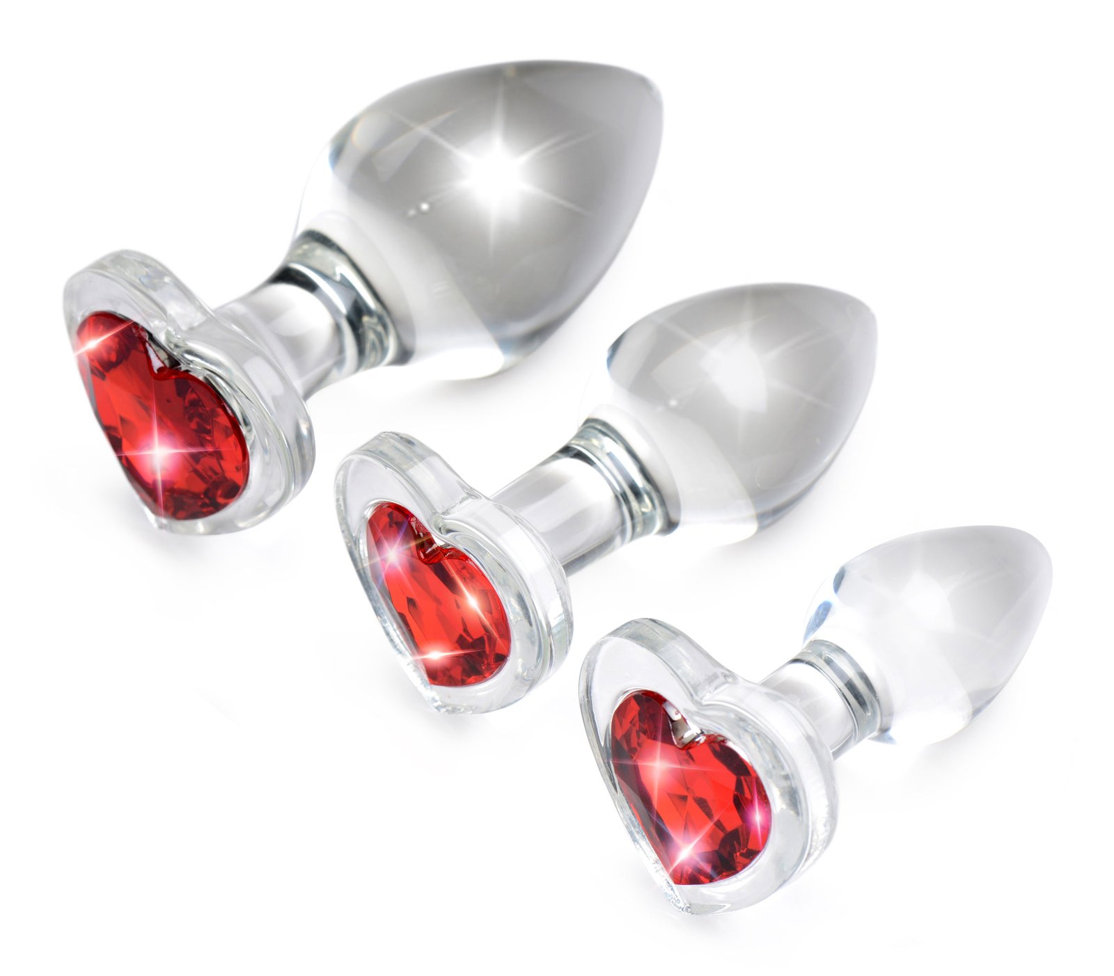 ag433-set0-sparkle-002 AG433 Red Heart Gem Glass Anal Plug Set