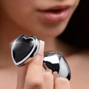 AG476-Medium Black Heart Gem Anal Plug - Medium