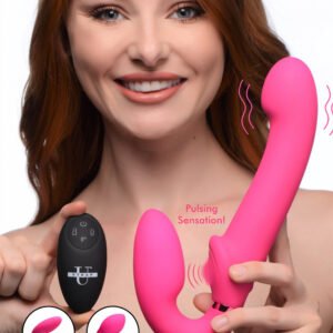 AG494 10X Remote Control Ergo-Fit G-Pulse Inflatable and Vibrating Strapless Strap-on - Pink