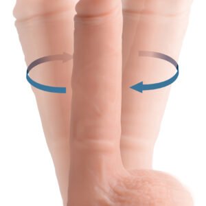 CN-19-1010-10 Vibrating and Rotating Remote Control Silicone Dildo with Balls - 9 Inch