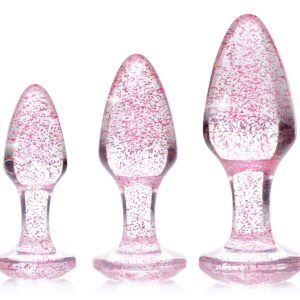AG587-Pink Glitter Gem Anal Plug Set - Pink
