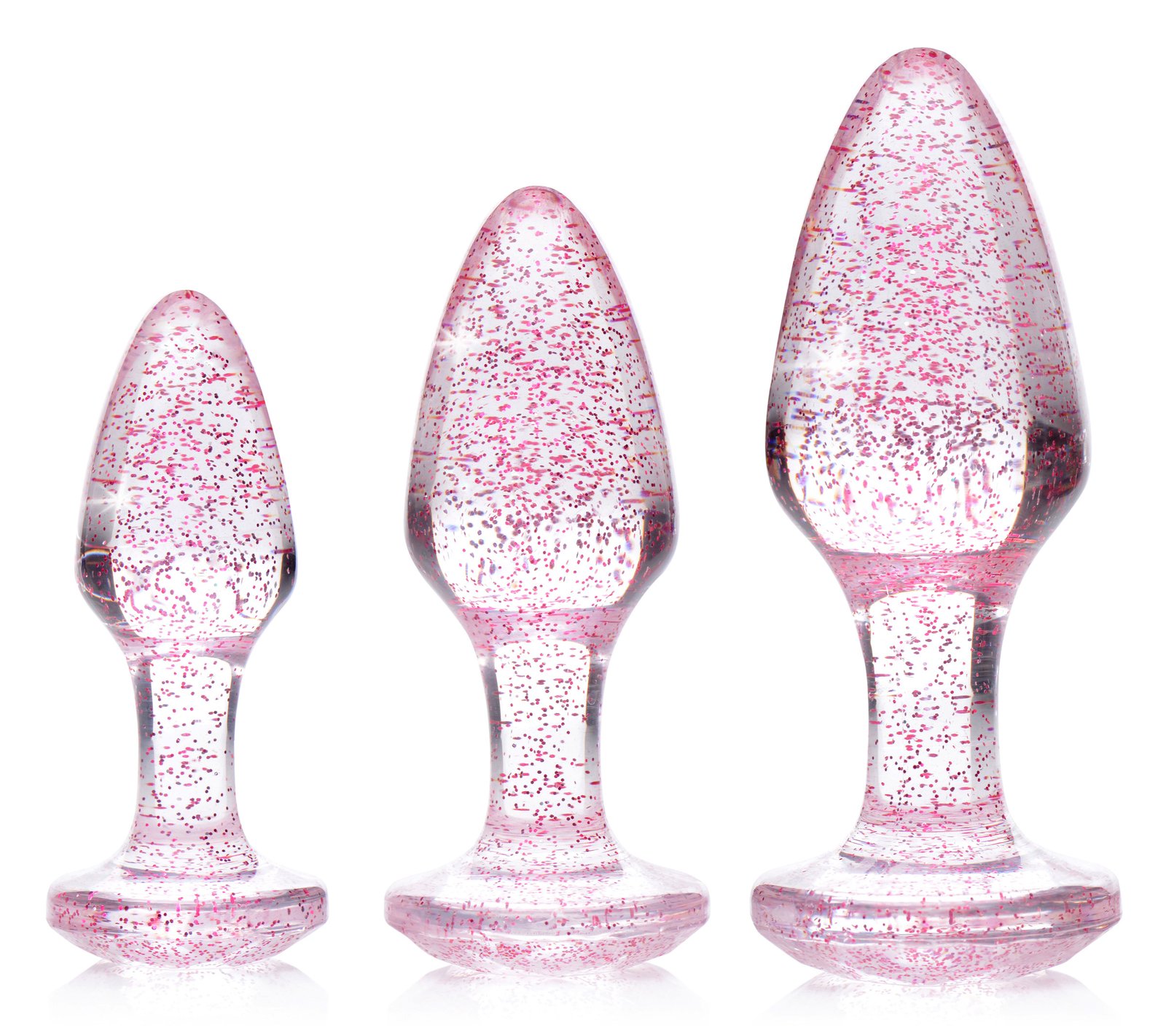 ag587-pink-001 AG587-Pink Glitter Gem Anal Plug Set - Pink