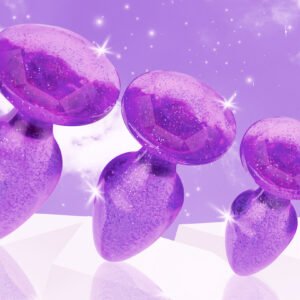 AG587-Purple Glitter Gem Anal Plug Set - Purple