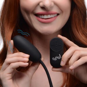 AG590-Black Remote Control 28X Silicone Plush Egg - Black
