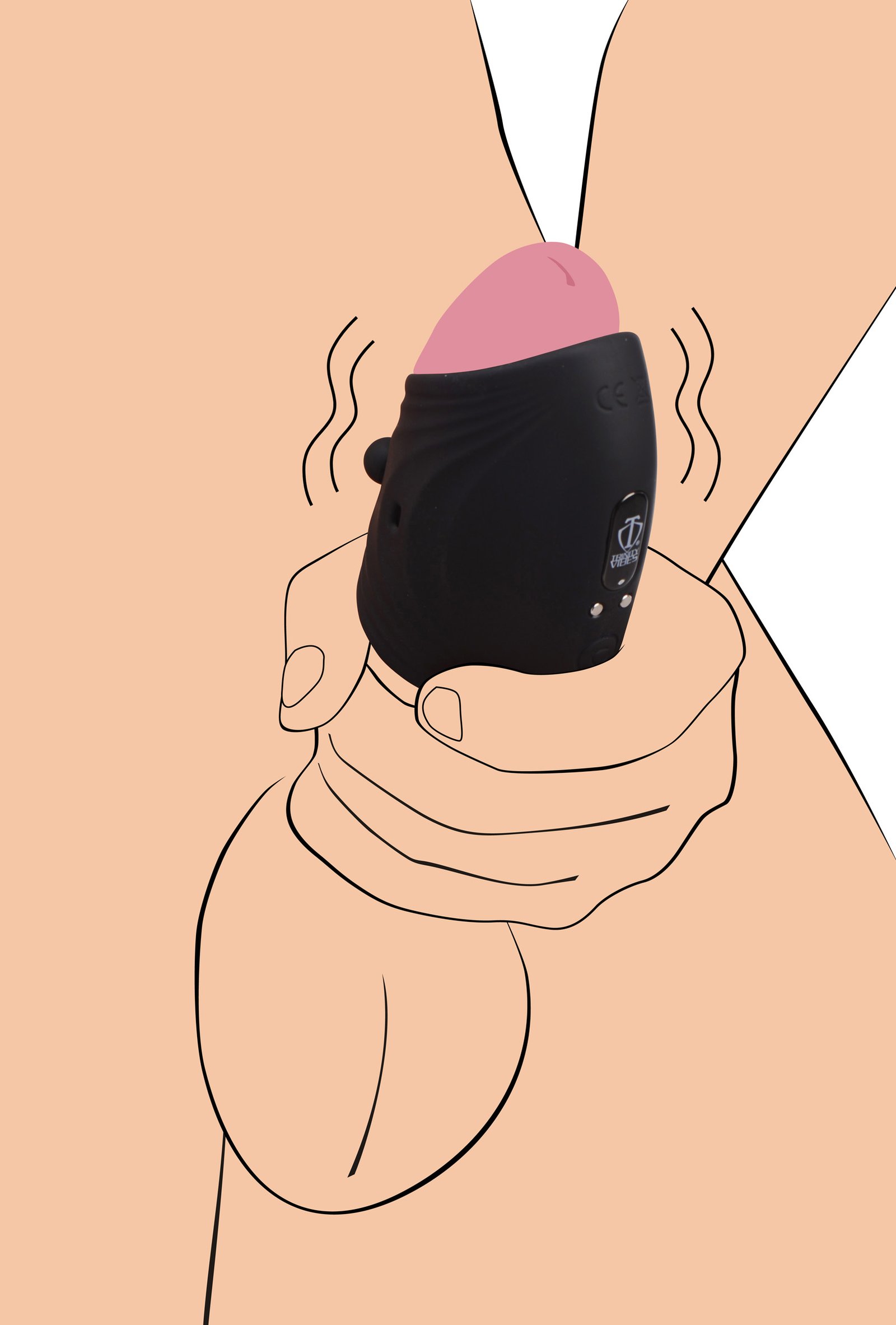 ag644-male-model-illustration AG644 10X Pleasure Stroke Vibrating Silicone Penis Sleeve