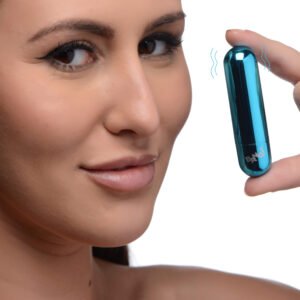 AG656-Blue 10X Rechargeable Vibrating Metallic Bullet - Blue