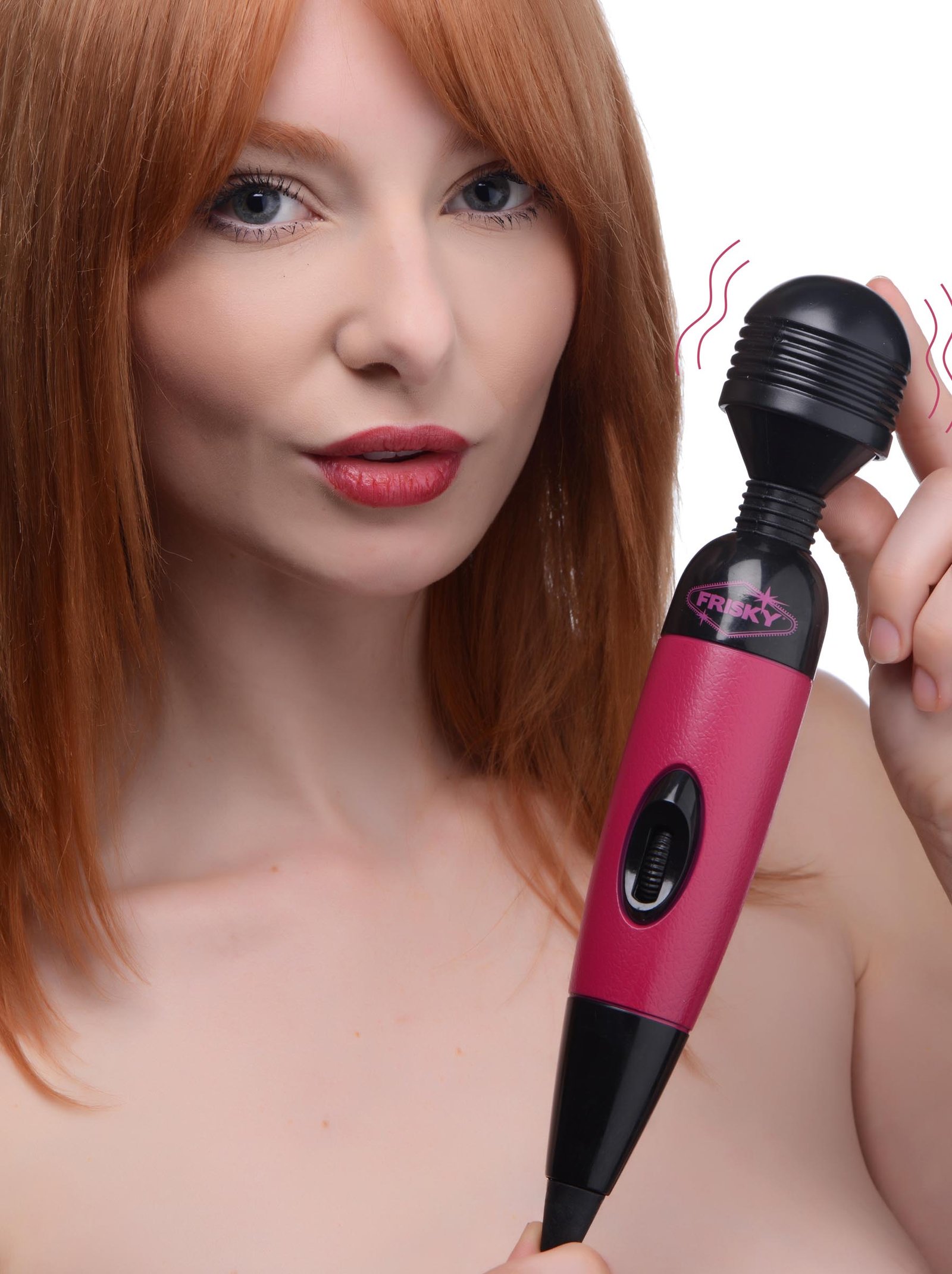 ag659-pink-female-model-001 AG659-Pink Playful Pleasure Multi-Speed Vibrating Wand - Pink