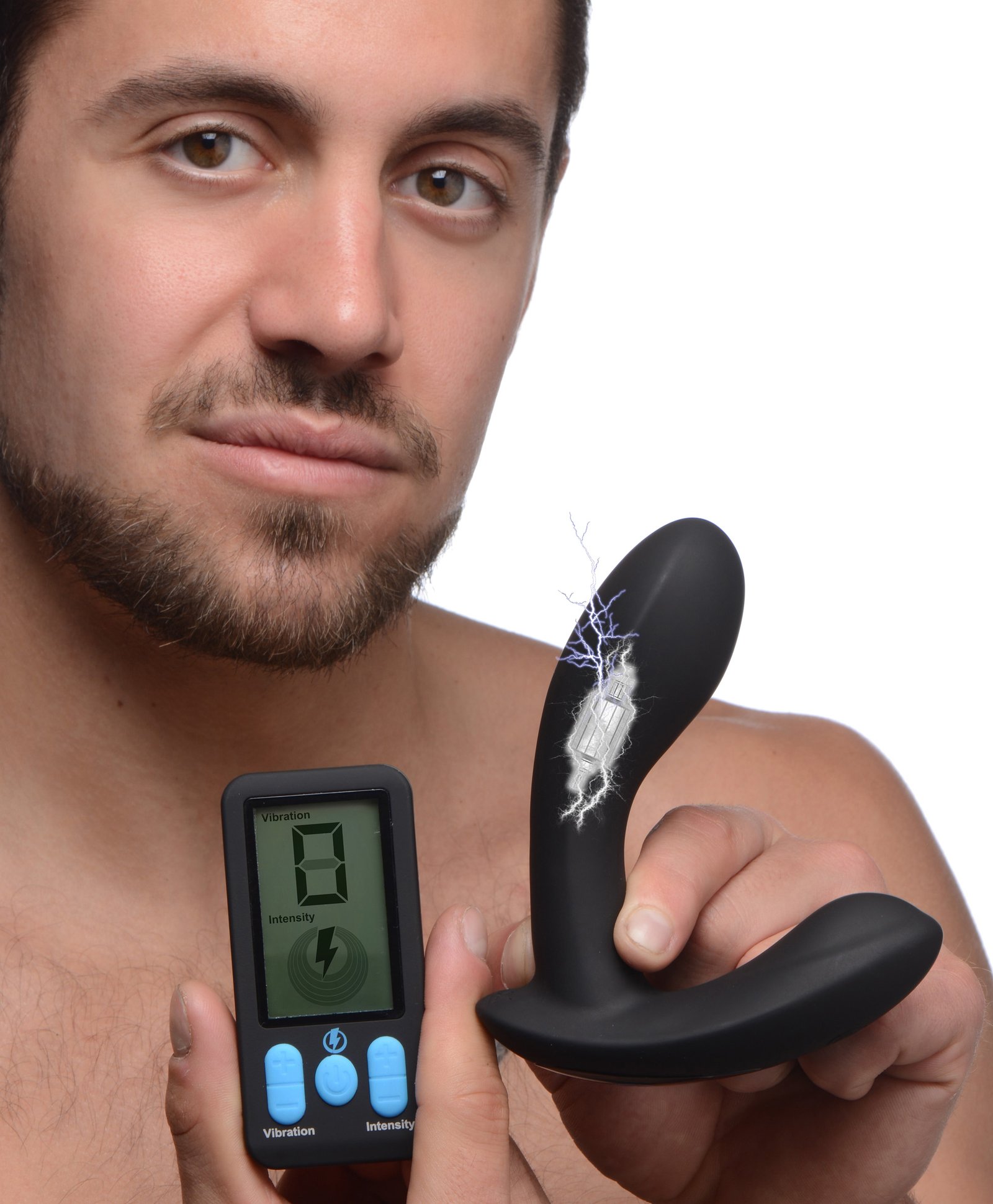 ag663-male-model-001 AG663 E-Stim Pro Silicone Vibrating Prostate Massager with Remote Control