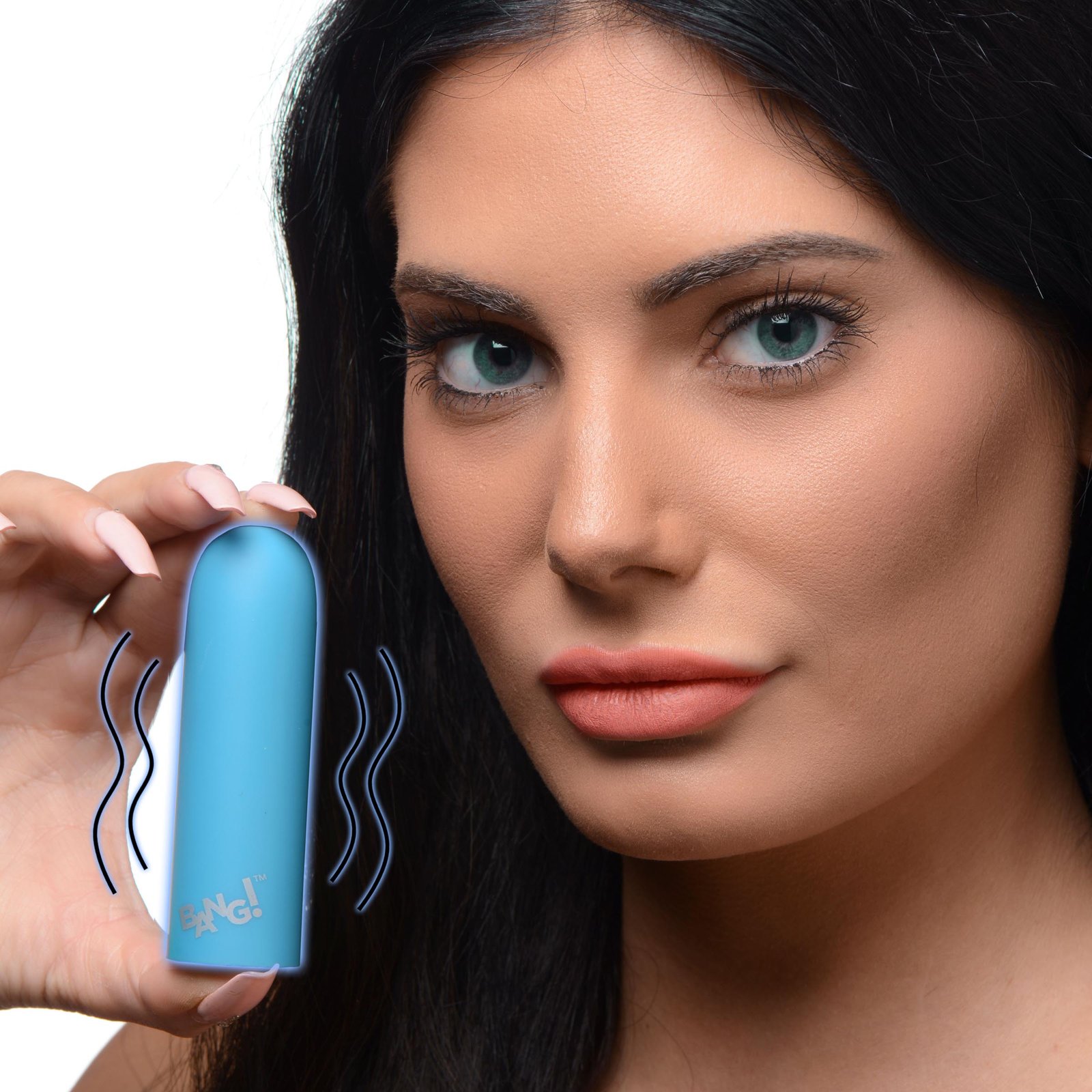 ag749-blue-female-model-001 AG749-Blue 10X Mega Vibrator - Blue