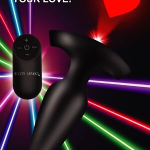 AG804-Large 28X Laser Heart Silicone Anal Plug with Remote – Large
