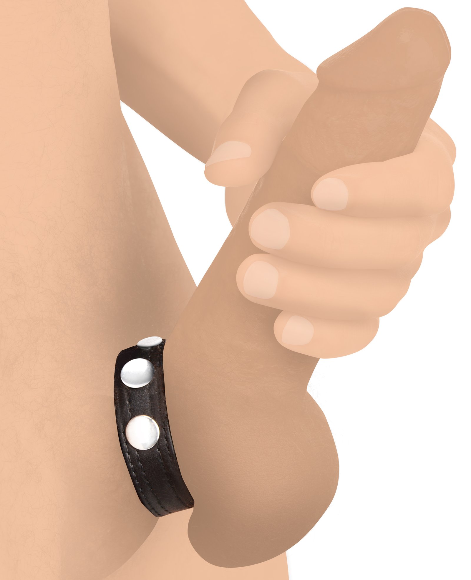 ag845-black-male-model-001-2c AG845-Black Leather Speed Snap Cock Ring - Black