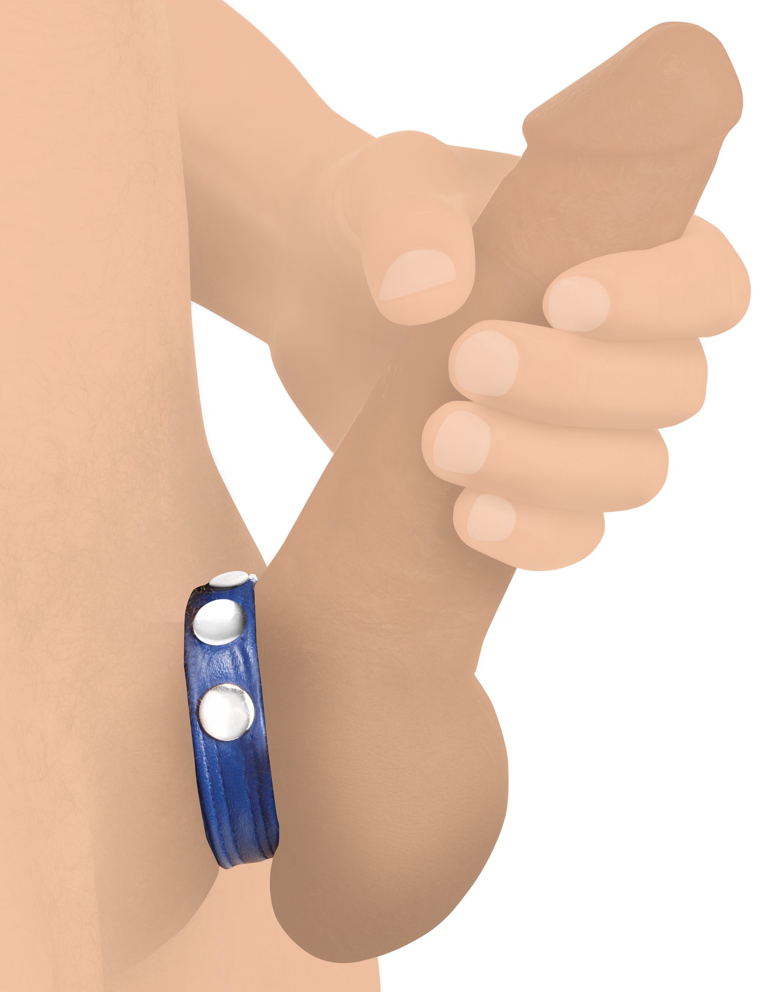 ag845-blue-male-model-002-2c AG845-Blue Leather Speed Snap Cock Ring - Blue