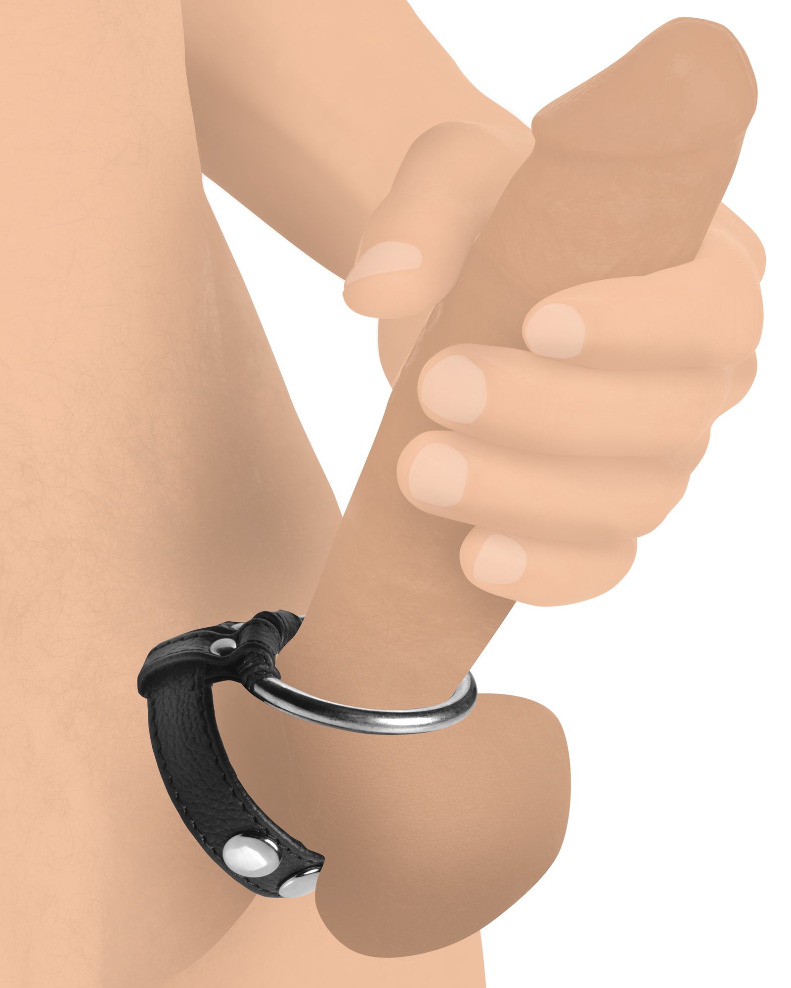 ag847-male-model-002b AG847 Leather and Steel Cock and Ball Ring