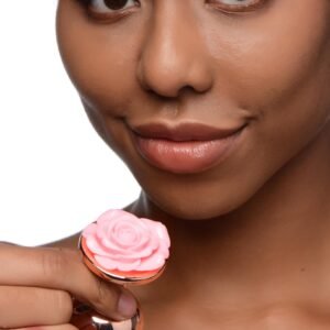 AG855-Large Rose Gold Anal Plug with Pink Flower - Large