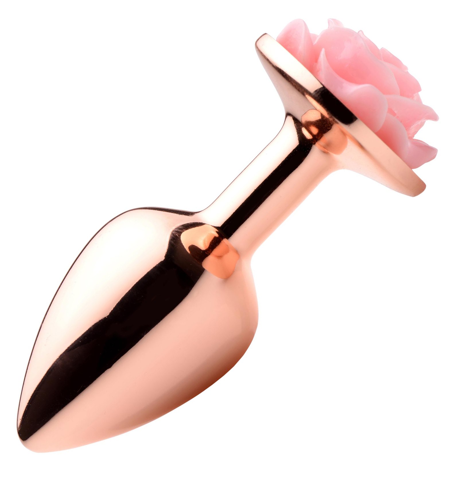 ag855-small-002b AG855-Small Rose Gold Anal Plug with Pink Flower - Small
